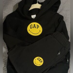 GAP Kids Black Hoodie with Yellow Smile Logo
